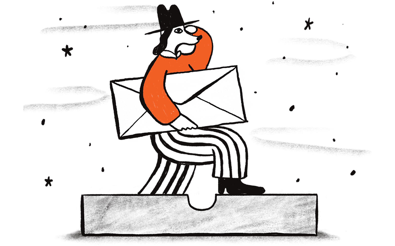 Illustration of a dog carrying an envelope